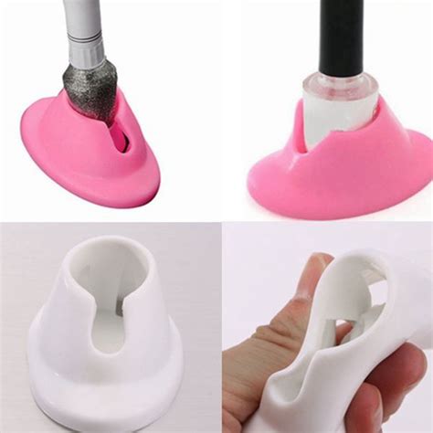 White Pink Rubber Polish Holder Varnish Glue Bottle Display Stand Nail