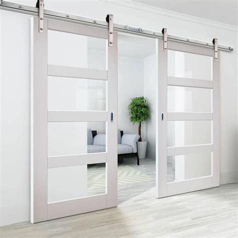 Thruslide Traditional Cayman White Sliding Double Door Clear Glass