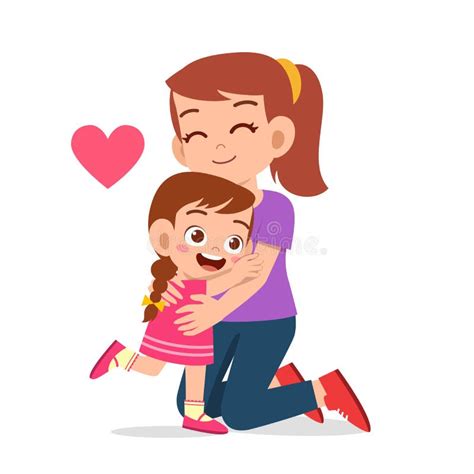 Feliz Niña Linda Abrazando Amor De Mamá Ilustración Del Vector