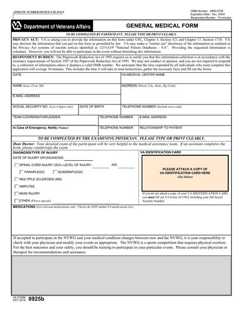 Va Form 0925b Fill Out Sign Online And Download Fillable Pdf