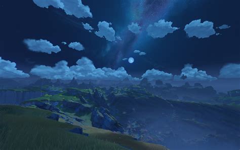 Sfondi Genshin Impact Anime Sky Nuvole Montagne Screenshot Of The