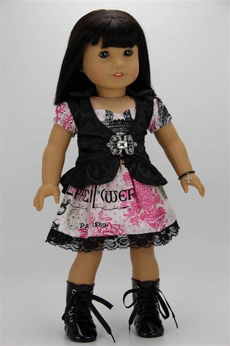 Handmade 18 Inch Doll Clothes Pink And Black 2 Piece Paris Etsy