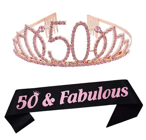 buy 50th birthday tiara and sash happy 50th birthday party supplies 50 fabulous black glitter
