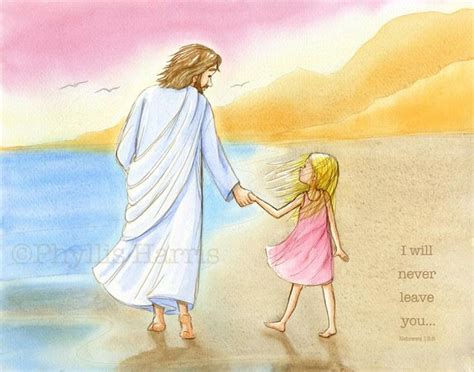 Childrens Wall Art Jesus And Little Girl Walking On The Etsy Jesus