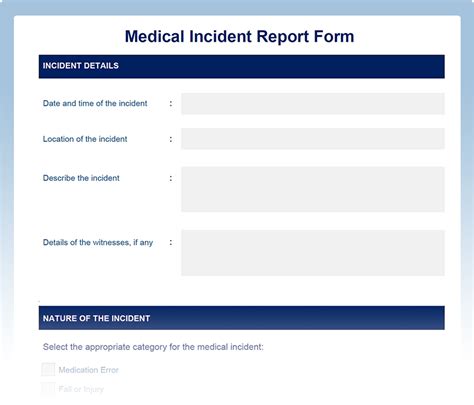Medical Incident Report Template Free Word Pdf And Excel
