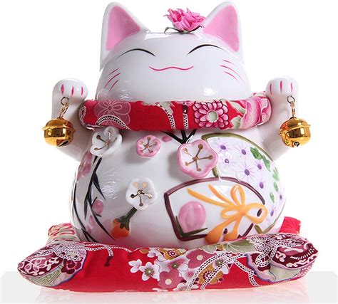 Maneki Neko Japanese Lucky Cat With Two Bells High Quality
