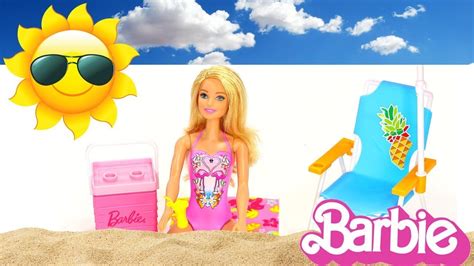 Barbie Beach Picnic Gear Playset And Beach Barbie Doll Summer Fun Youtube