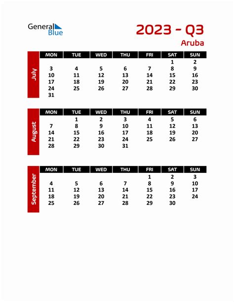 Q3 2023 Calendar With Holidays