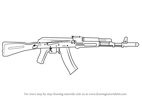 How To Draw Ak 47 Rifle Rifles Step By Step