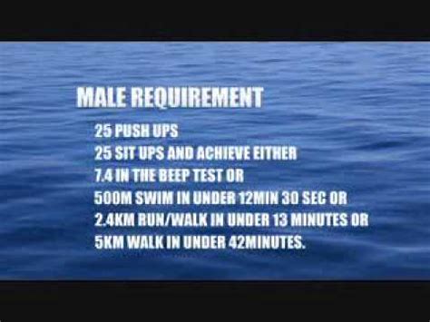 Feb 20, 2021 · the navy prt standards are enforced to make sure new male and female recruits arrive at boot camp with basic physical conditions met. The Navy Fitness and Swim Test - YouTube