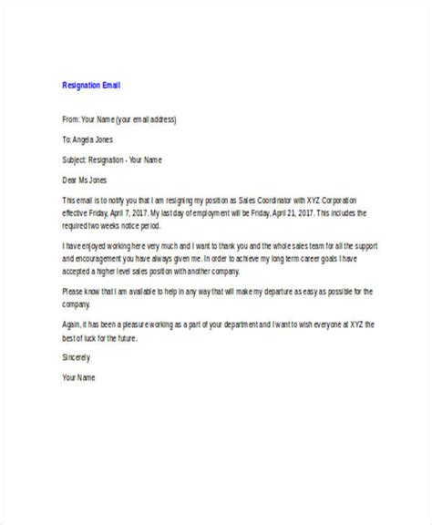 14 Resignation Email Template Free Word Excel And Pdf Formats