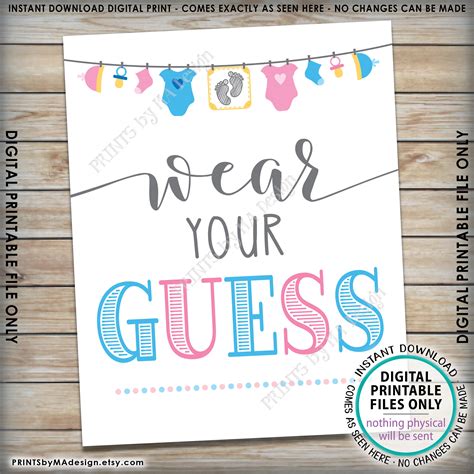 wear your guess sign gender reveal party sign pink or blue etsy singapore