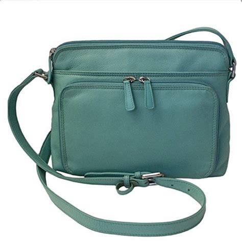 Genuine Soft Leather Cross Body Bag With Front Organizer Wallet