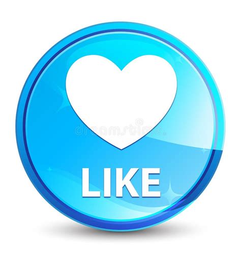 Like Heart Icon Splash Natural Blue Round Button Stock Vector