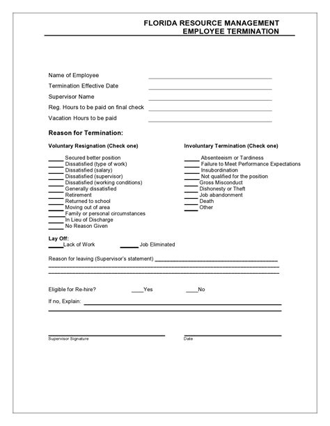 Printable Termination Form Template Printable Forms Free Online