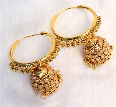 Jhumka Bali Gold Hoop Earringsbollywood Indian Jewelry Etsy