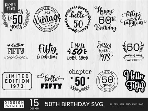50th Birthday Svg Bundle Fifty Svg Birthday Svg Hello 50 Svg Cut
