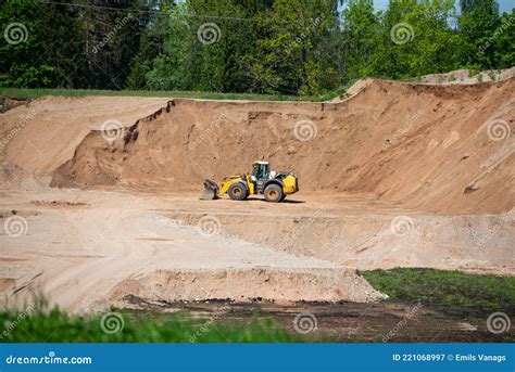 Quarry Aggregate With Heavy Duty Machinery Construction Industry Stock