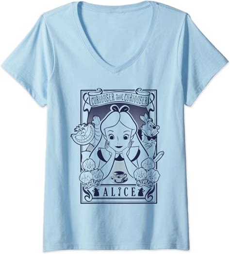 Womens Disney Alice In Wonderland V Neck T Shirt Clothing