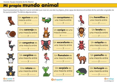 Ejercicio De Vocabulario De Español Sobre Los Animales Ail Español