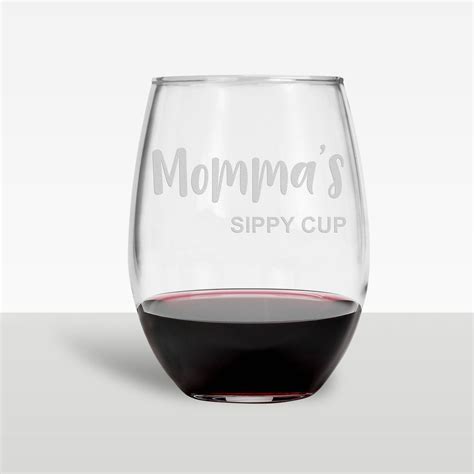 Momma S Sippy Cup Stemless Wine Glass Mother S Day Etsy