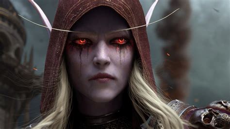 4k Battle Of Azeroth Elves World Of Warcraft Face Sylvanas Windrunner Glance Hd Wallpaper