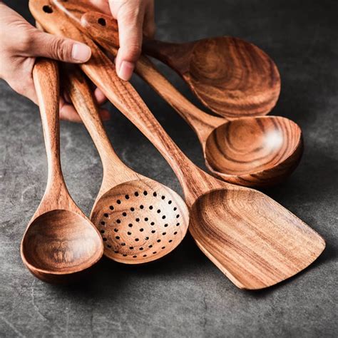 11 Pieces Teak Wooden Kitchen Utensil Set Handmade Nonstick Etsy
