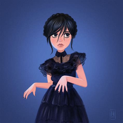 Wednesday Olga Hodukova Girl Cartoon Wednesday Addams Dark Photography