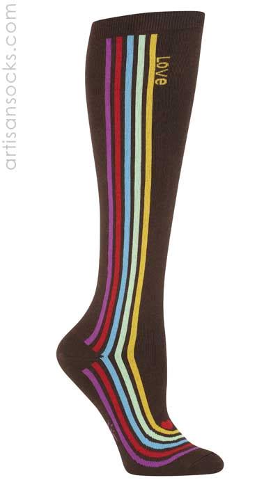 Sock It To Me Love Luma Brown Knee Socks With Stripes