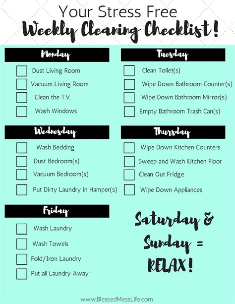 Your Free Weekly Cleaning Schedule Household Cleaning Schedule