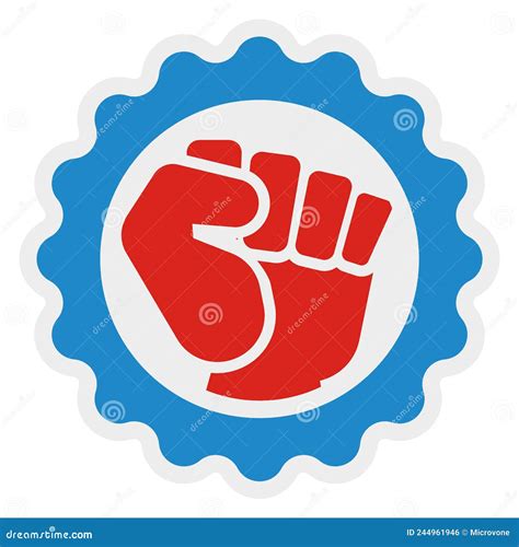 Red Fist Emblem Power Fight Round Symbol Stock Vector Illustration