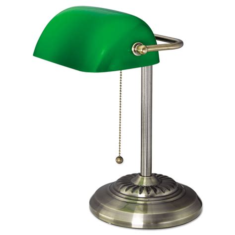 Alera Traditional Bankers Lamp Green Glass Shade Antique Brass Base