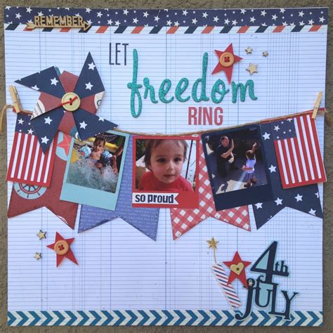 An American Flag Themed Scrapbook Page With Pictures And Words On It