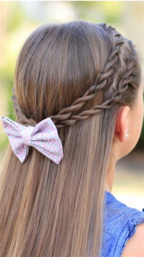Cute Twisted With A Bow Kids Hairstyles Bow Hairstyle Girly Hairstyles