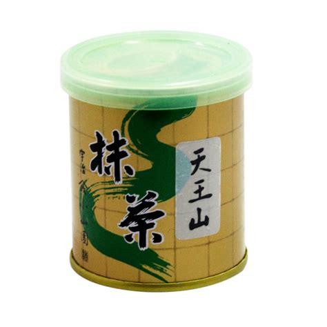 A japanese powder made from specially treated green tea leaves for use in 茶道 (さどう, sadō, japanese tea ceremony). 抹茶 天王山 30g - 築地・銘茶部の三久