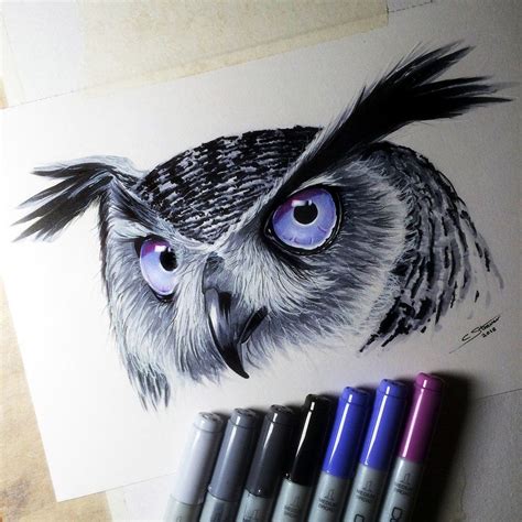 Owl Copic Marker Drawing By LethalChris Deviantart Com On DeviantArt