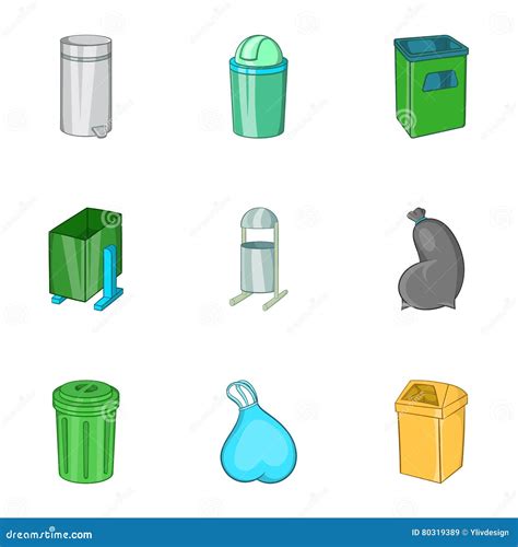 Scum Icons Set Cartoon Style Stock Vector Illustration Of Collection