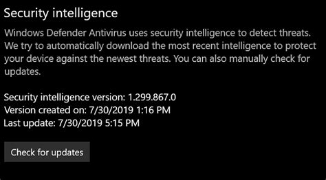 Security Intelligence Updates For Microsoft Defender Antivirus