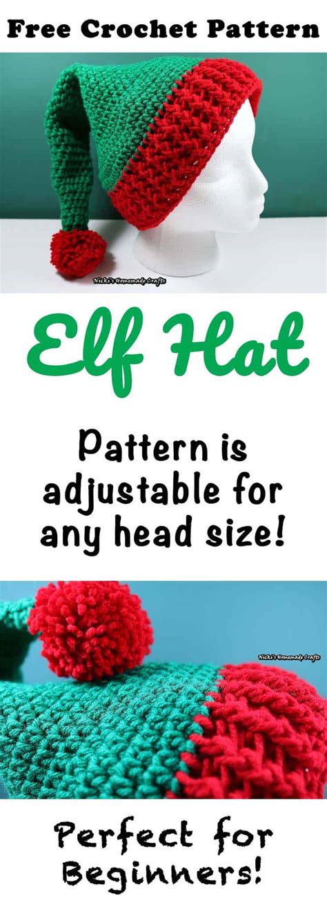Elf Hat With Pom Pom Free Crochet Pattern Nickis
