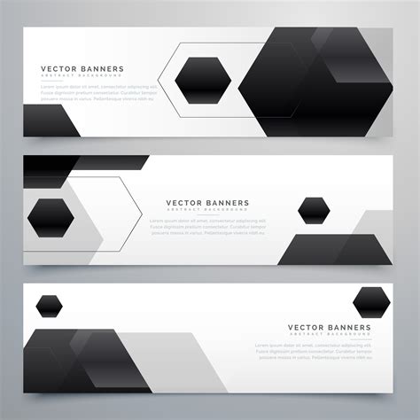 Abstract Hexagonal Black Header Banners Background Download Free