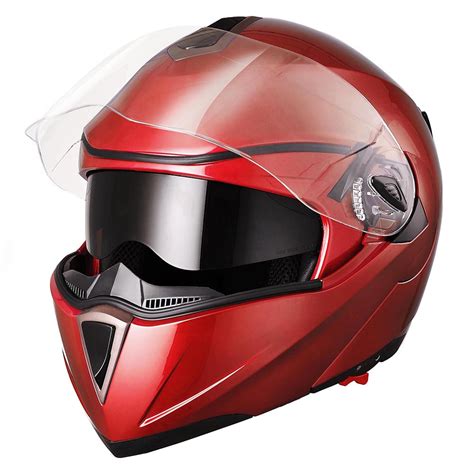 The quality of the helmet visor also plays an important role when you want to buy a motorcycle helmet online. DOT Flip up Modular Full Face Motorcycle Helmet Dual Visor ...
