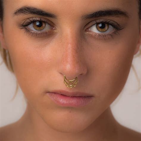 Gold Fake Septum Ring For Non Pierced Nose Faux Septum Ring