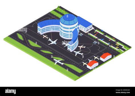 Airport Infrastructure Modern Vector Colorful Isometric Illustration