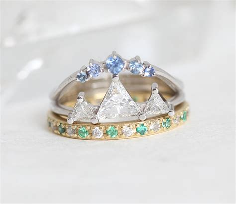 Unique Triangle Diamond Ring Half Carat Diamond Mountain Ring Etsy