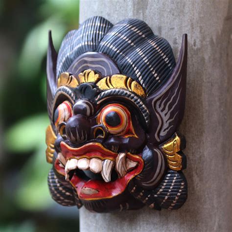 Hand Carved Wood Mask Of Barong From Balinese Mythology Balinese