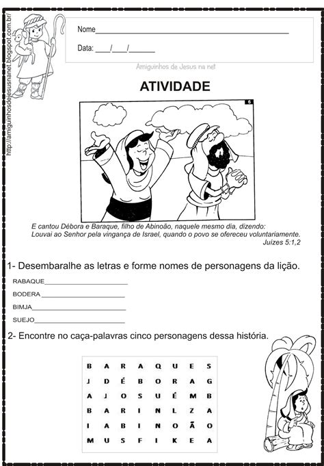 Ministério Água Viva Kids Débora Desenhos E Atividades