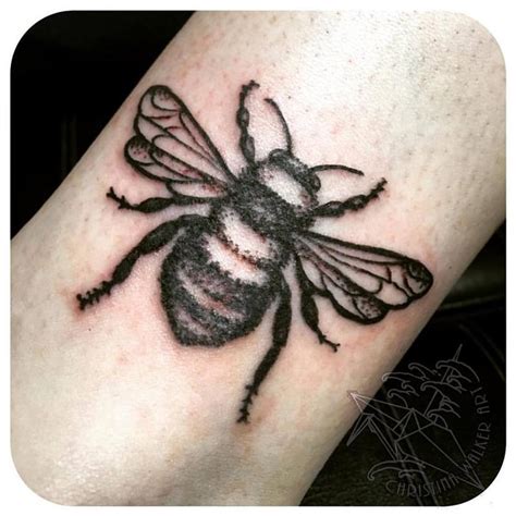 Simple Black Bee By Christina Walker Tattoos