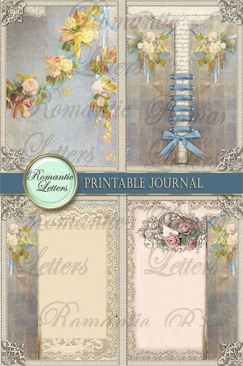 Printable Junk Journal Kit Shabby Chic Digital Scrapbook Paper Etsy