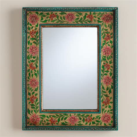 Floral Painted Wood Mirror Painting Mirror Frames Mirror Painting