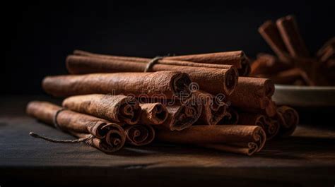 Cinnamon Sticks Close Up Brown Cinnamon Background Stock Photo Image